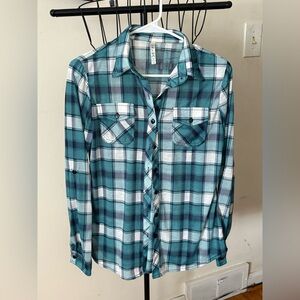 WINTER SALE ** Johnathan Richards Blue and White Plaid Button Down Shirt